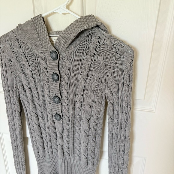Aeropostale grey cable knit hooded sweater - Picture 2 of 7
